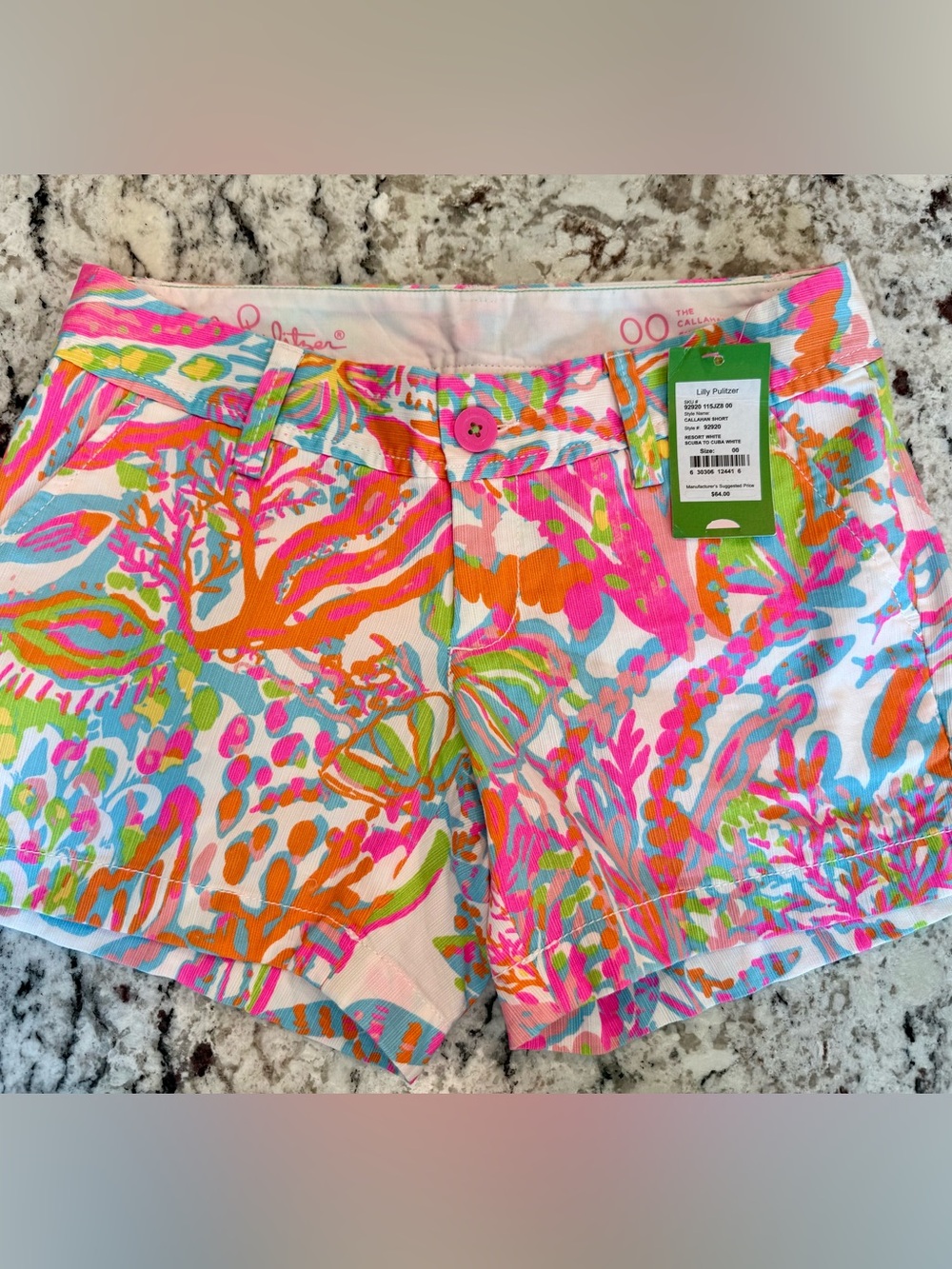 Lilly Pulitzer Callahan Shorts Scuba To Cuba White NWT Size 00